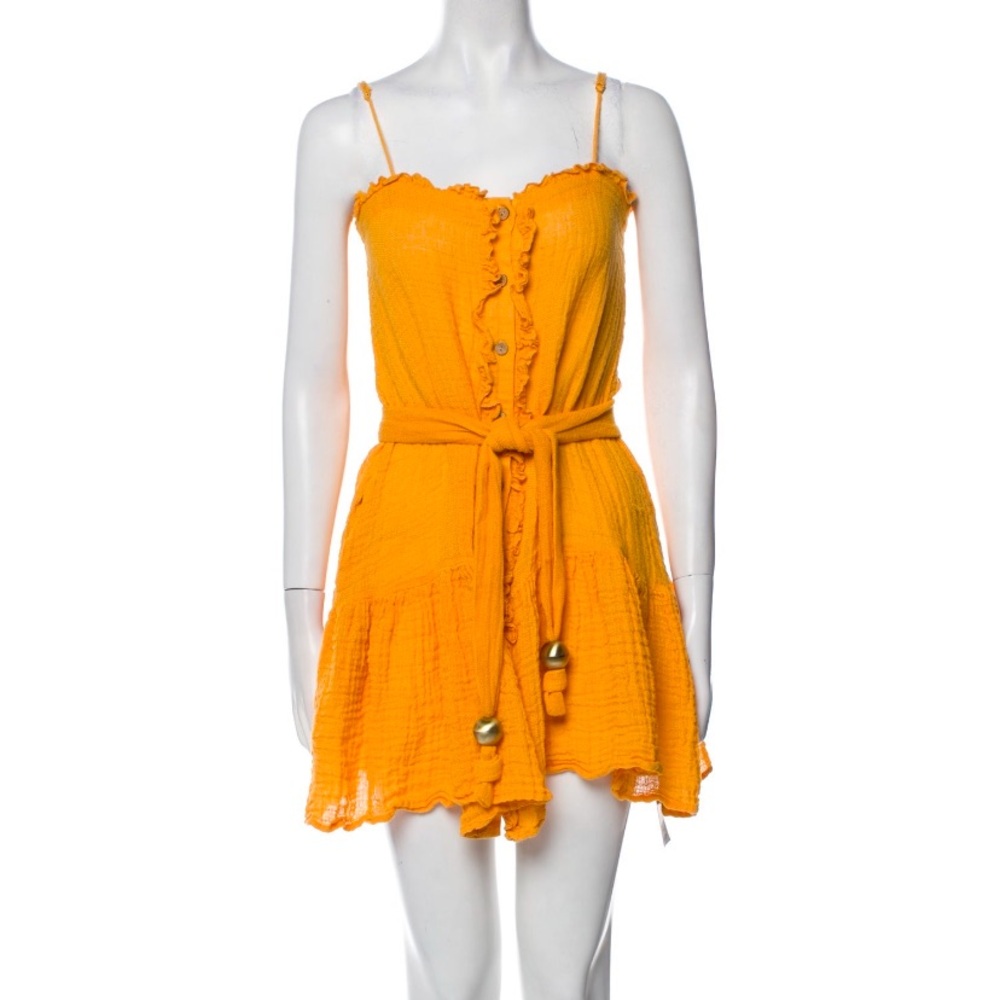 Lisa Marie Fernandez Orange Linen A-Line Mini Dress SZ S
